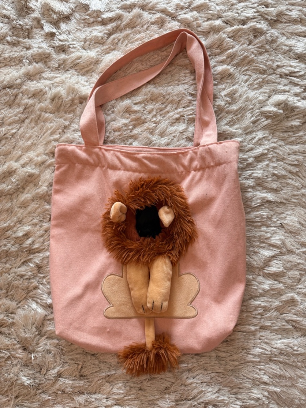 Pink Lion’s Mane Cat Carrying Canvas Tote Bag